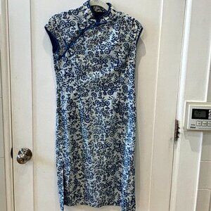 Blue floral Cheongsam dress